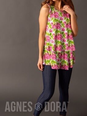 3/$20 Agnes & Dora Tunic Breezy Floral Mini Dress Sleeveless Resort Vacation